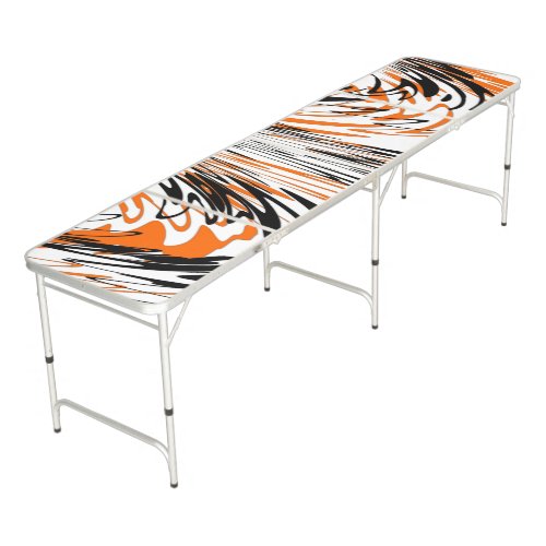 Bengal Colors Squiggly Orange and Black Lines Beer Pong Table