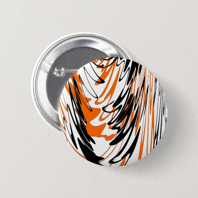 Bengal Colors Squiggly Orange and Black Lines Button (Front & Back)