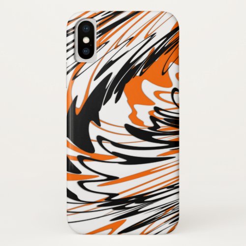 Bengal Colors Squiggly Orange and Black Lines iPhone X Case