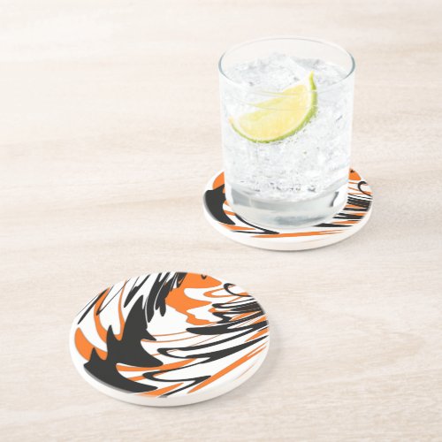 Bengal Colors Squiggly Orange and Black Lines Coaster