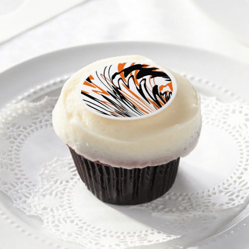 Bengal Colors Squiggly Orange and Black Lines Edible Frosting Rounds