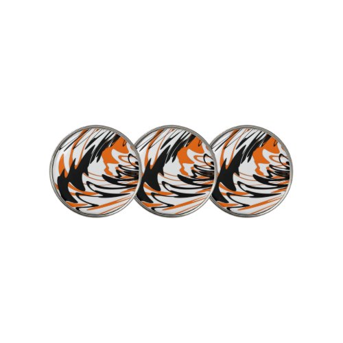 Bengal Colors Squiggly Orange and Black Lines Golf Ball Marker