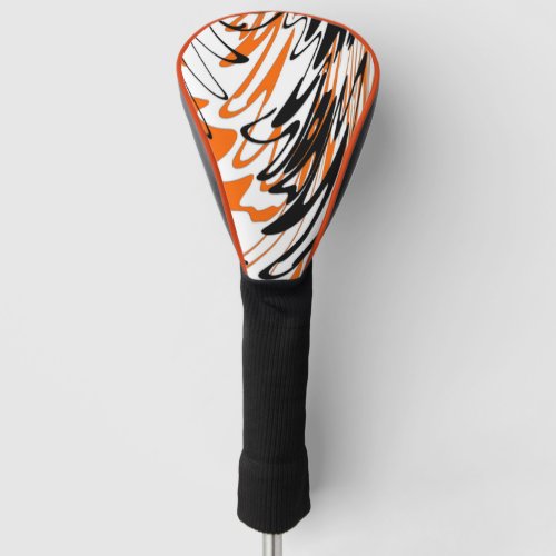 Bengal Colors Squiggly Orange and Black Lines Golf Head Cover