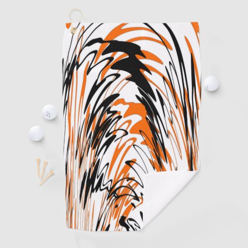 Bengal Colors Squiggly Orange and Black Lines Golf Towel