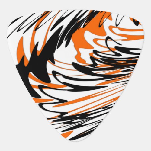 Bengal Colors Squiggly Orange and Black Lines Guitar Pick