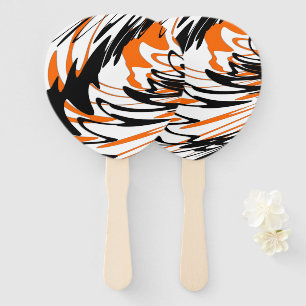 Bengal Colors Squiggly Orange and Black Lines Hand Fan