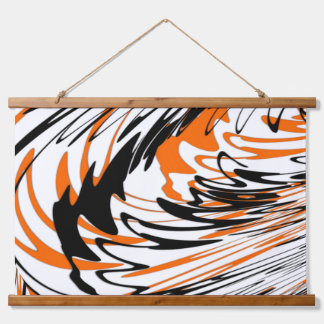 Bengal Colors Squiggly Orange and Black Lines Hanging Tapestry
