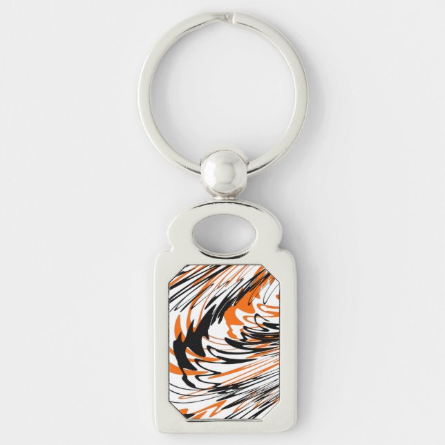 Bengal Colors Squiggly Orange and Black Lines Keychain (Front)