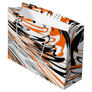 Bengal Colors Squiggly Orange and Black Lines Large Gift Bag