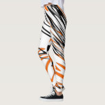 Bengal Colors Squiggly Orange And Black Lines Leggings at Zazzle