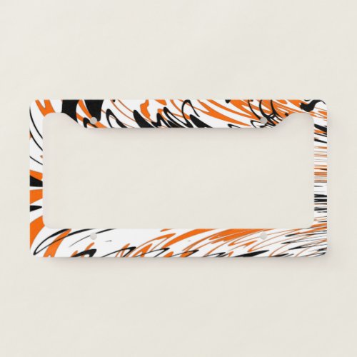 Bengal Colors Squiggly Orange and Black Lines License Plate Frame