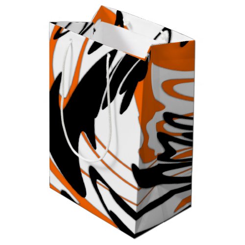 Bengal Colors Squiggly Orange and Black Lines Medium Gift Bag