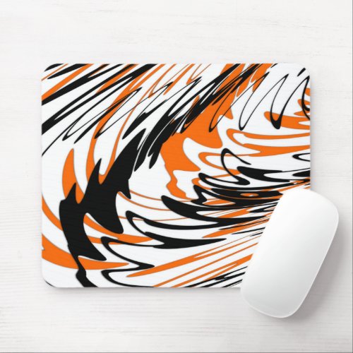 Bengal Colors Squiggly Orange and Black Lines Mouse Pad
