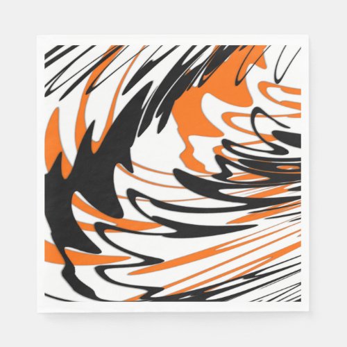 Bengal Colors Squiggly Orange and Black Lines Napkins