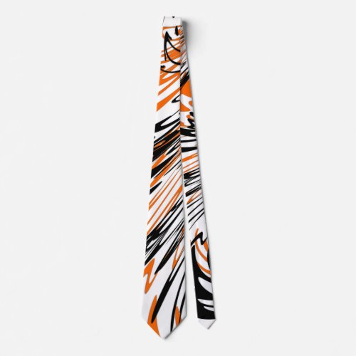 Bengal Colors Squiggly Orange and Black Lines Neck Tie