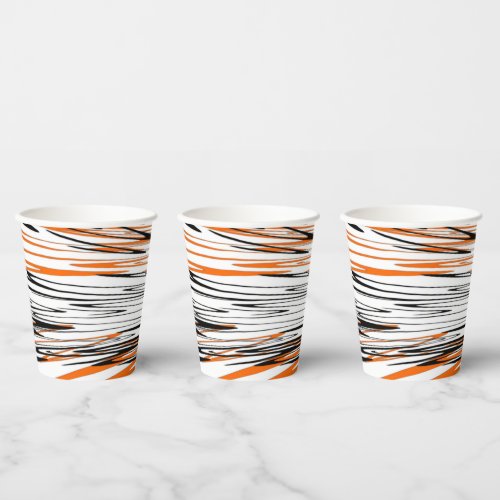 Bengal Colors Squiggly Orange and Black Lines Paper Cups