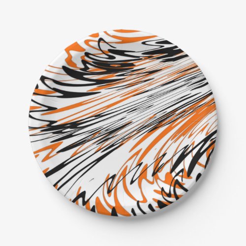 Bengal Colors Squiggly Orange and Black Lines Paper Plates