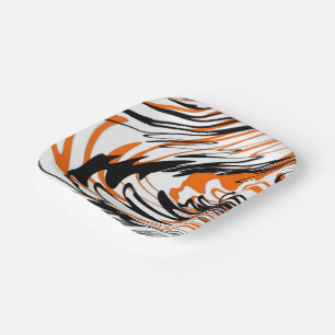 Bengal Colors Squiggly Orange and Black Lines Paper Plates