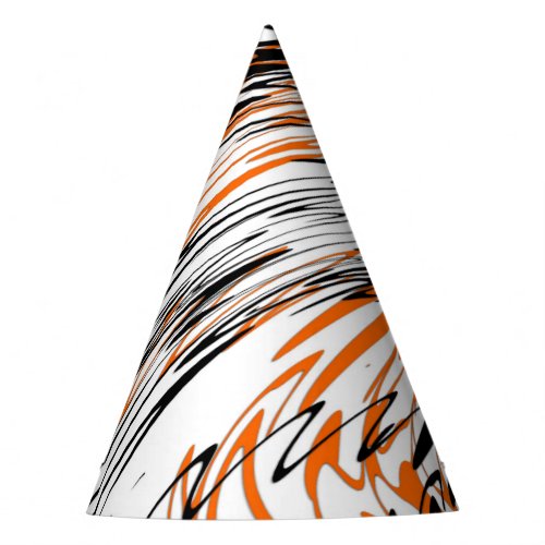 Bengal Colors Squiggly Orange and Black Lines Party Hat