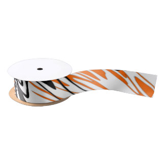 Bengal Colors Squiggly Orange and Black Lines Satin Ribbon