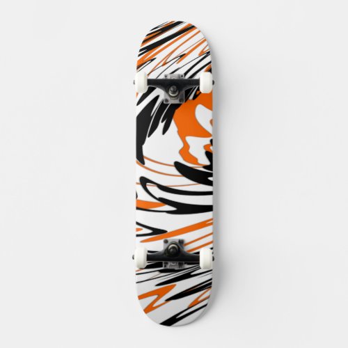 Bengal Colors Squiggly Orange and Black Lines Skateboard
