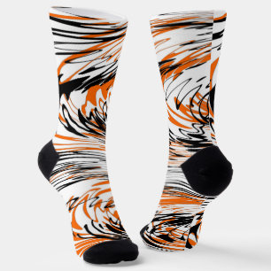 Bengal Colors Squiggly Orange and Black Lines Socks