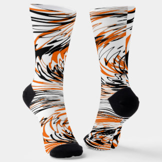 Bengal Colors Squiggly Orange and Black Lines Socks