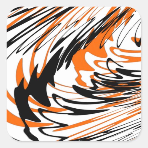 Bengal Colors Squiggly Orange and Black Lines Square Sticker