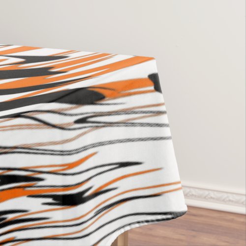 Bengal Colors Squiggly Orange and Black Lines Tablecloth