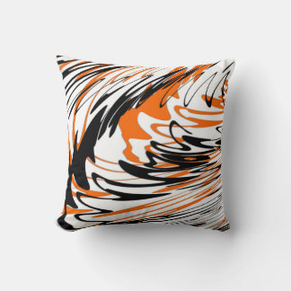 Bengal Colors Squiggly Orange and Black Lines Throw Pillow
