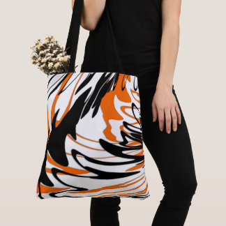 Bengal Colors Squiggly Orange and Black Lines Tote Bag