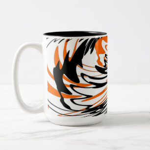 Bengal Colors Squiggly Orange and Black Lines Two-Tone Coffee Mug