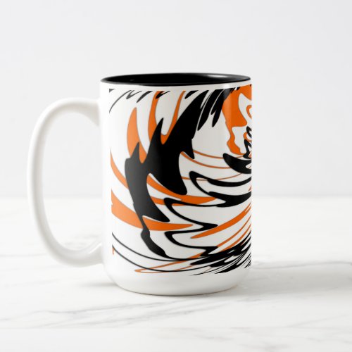 Bengal Colors Squiggly Orange and Black Lines Two_Tone Coffee Mug