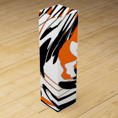 Bengal Colors Squiggly Orange and Black Lines Wine Box