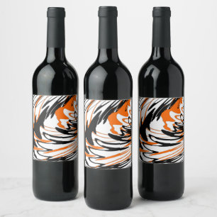 Bengal Colors Squiggly Orange and Black Lines Wine Label