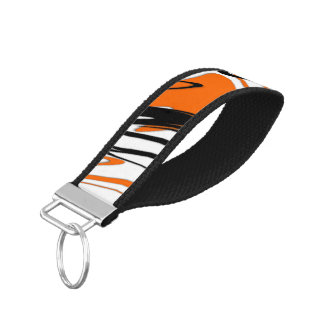 Bengal Colors Squiggly Orange and Black Lines Wrist Keychain
