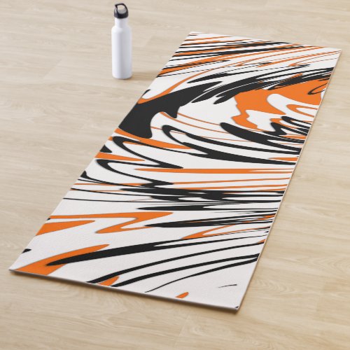 Bengal Colors Squiggly Orange and Black Lines Yoga Mat