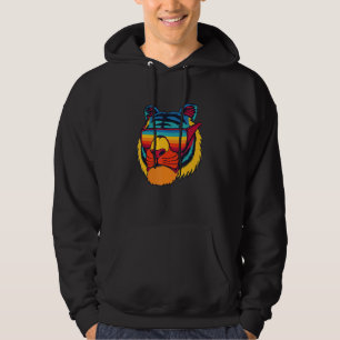 Bengal Cool Tiger Glasses Vintage Colorful Tiger L Hoodie