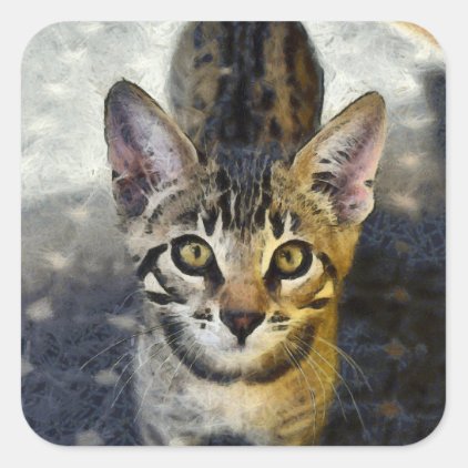 Bengal Cute Kitten Square Sticker