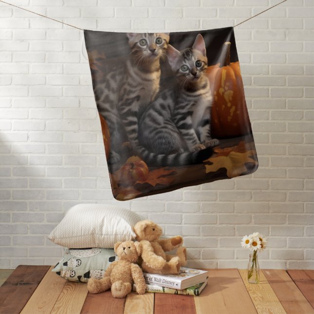 Bengal Kitten Autumn Delight Pumpkin  Baby Blanket (In Situ)
