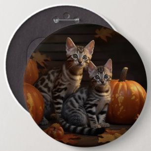 Bengal Kitten Autumn Delight Pumpkin Button