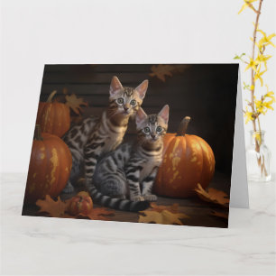 Bengal Kitten Autumn Delight Pumpkin Card