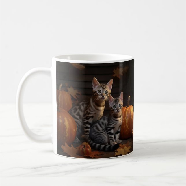 Bengal Kitten Autumn Delight Pumpkin  Coffee Mug (Left)