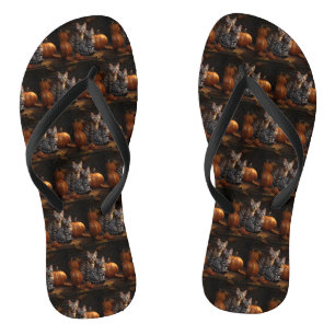 Bengal Kitten Autumn Delight Pumpkin Flip Flops