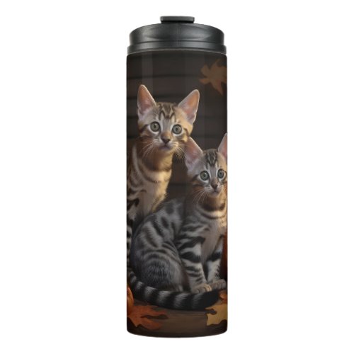 Bengal Kitten Autumn Delight Pumpkin  Thermal Tumbler