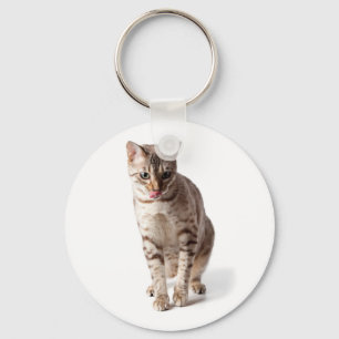 Bengal Kitten licking lips Keychain
