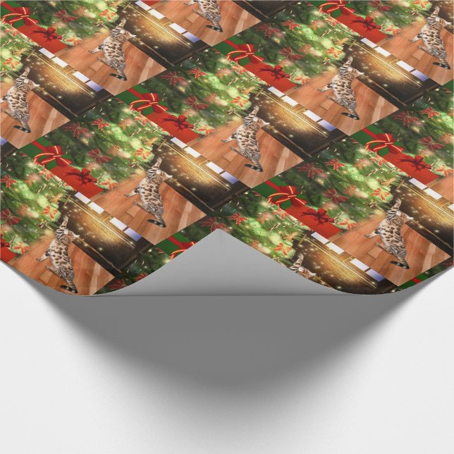 Bengal kitty cat Christmas Wrapping Paper (Corner)