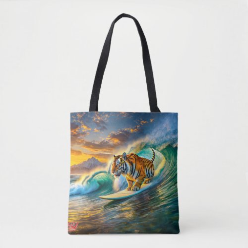 Bengal On A Surfboard Design By Rich AMeN Gill Tote Bag