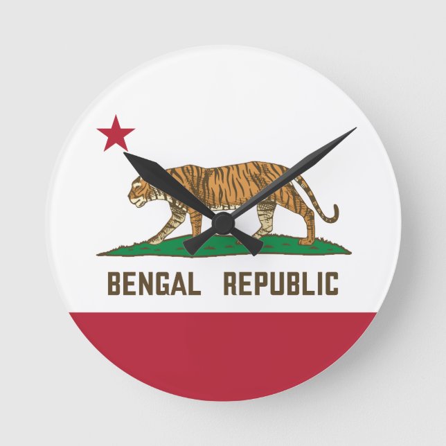 Bengal Republic Tiger Flag Bengali Pride Round Clock (Front)