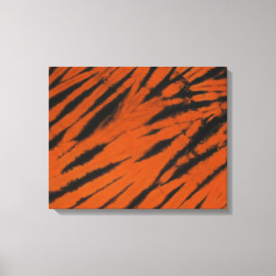 Bengal Stripes Black Orange Tie Dye Wrapped Canvas Print